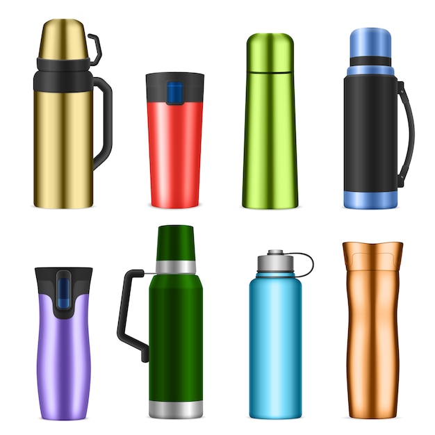 Free vector stainless steel drink container set