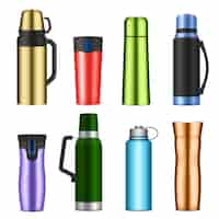 Free vector stainless steel drink container set