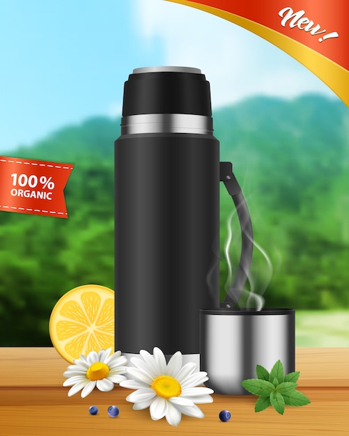 Stainless steel drink container with ingredients