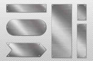 Free vector stainless steel tags with blank metal surface