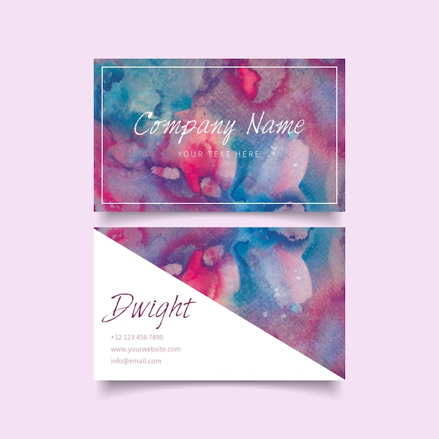 Free vector stains watercolour business card template