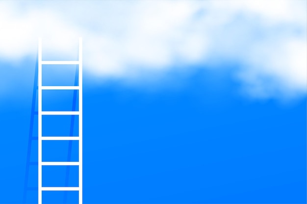 Free vector stairway ladder into the clouds concept background