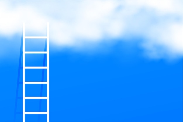 Stairway ladder into the clouds concept background