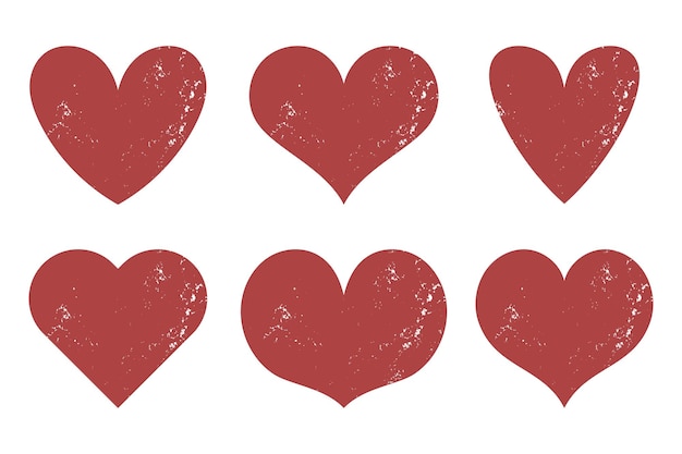 Free vector stamp style hearts set