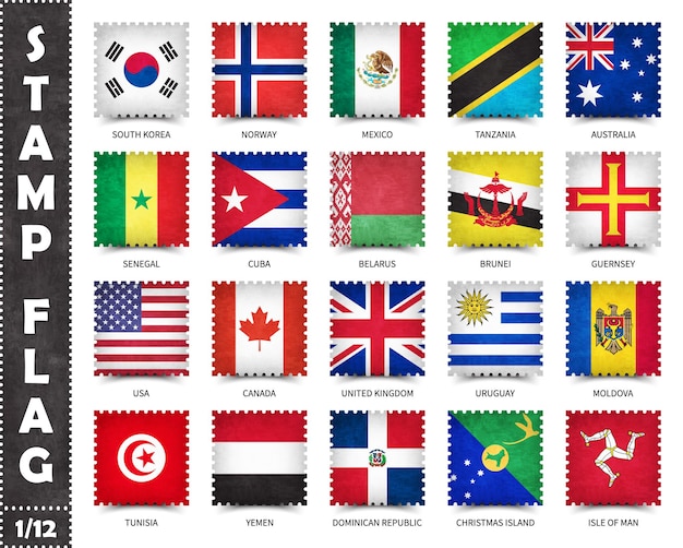Stamps set of official flags of countries in the world