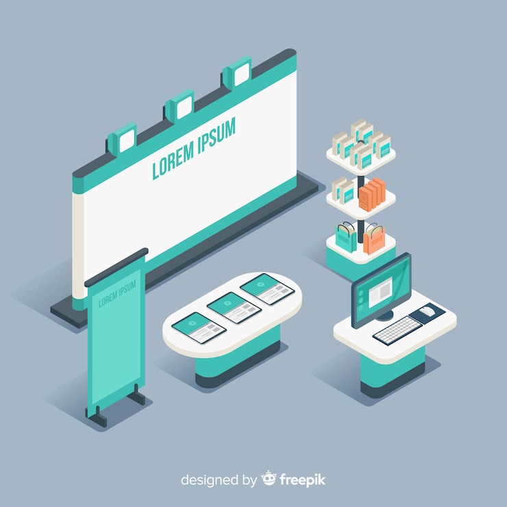 Free Vector stand exhibition in isometric design