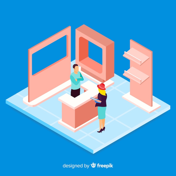 Free Vector stand exhibition in isometric design