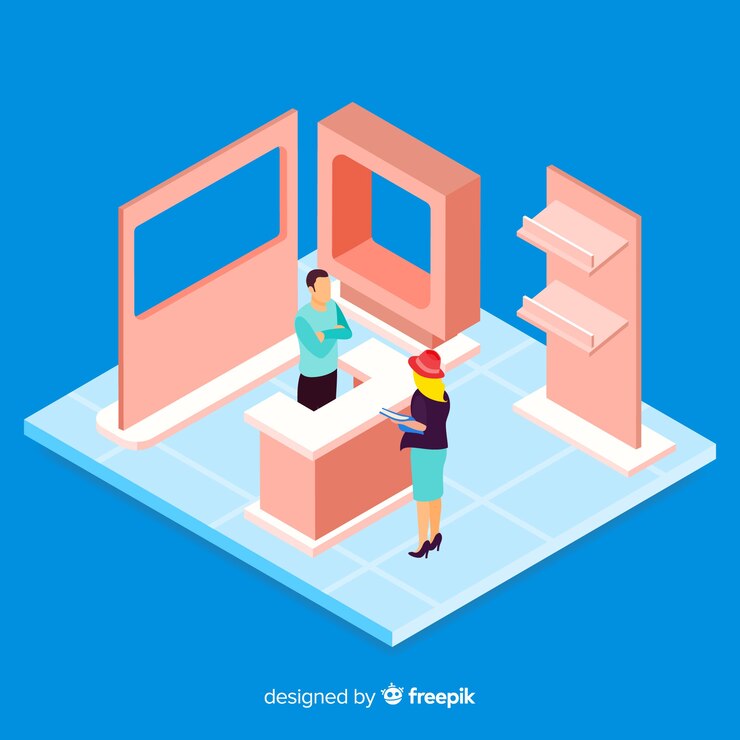 Free Vector stand exhibition in isometric design