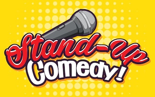 Stand up comedy banner with microphone