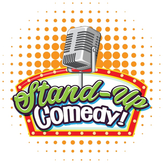 Stand up comedy banner with vintage microphone