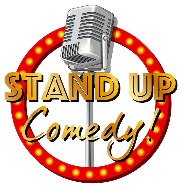 Stand up comedy banner with vintage microphone