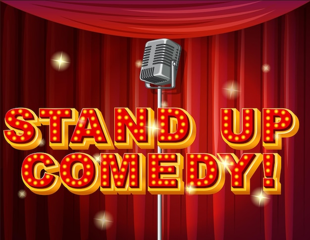 Free vector stand up comedy logo with microphone