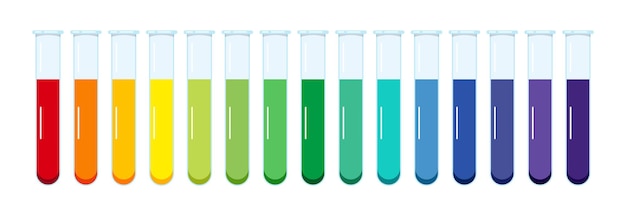 Premium Vector | Standard ph chart aqueous solution in glass test tubes  isolated on white background.