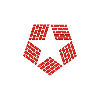 Дизайн шаблона логотипа звездного кирпичного строительства