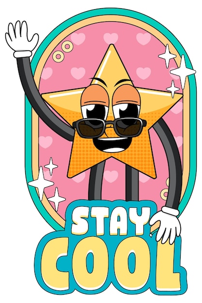 Star cartoon comic style with word expression stay cool