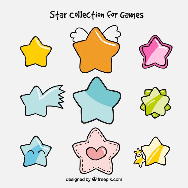 Vettore gratuito collezione star per i giochi