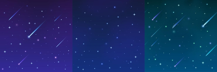 Free Vector star and comet in night sky vector background