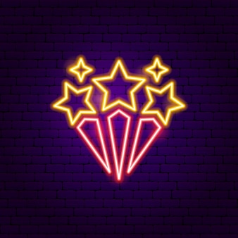 Star fireworks neon sign. vector illustration of celebration promotion.