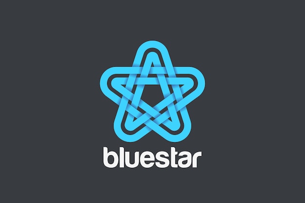 Бесплатное векторное изображение Звездный логотип абстрактный дизайн. стиль линейной ленты