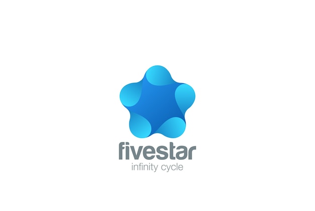 Star Logo  icon. Negative space style.