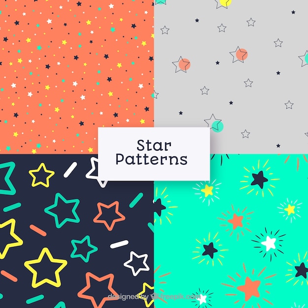 Free vector star pattern collection of four