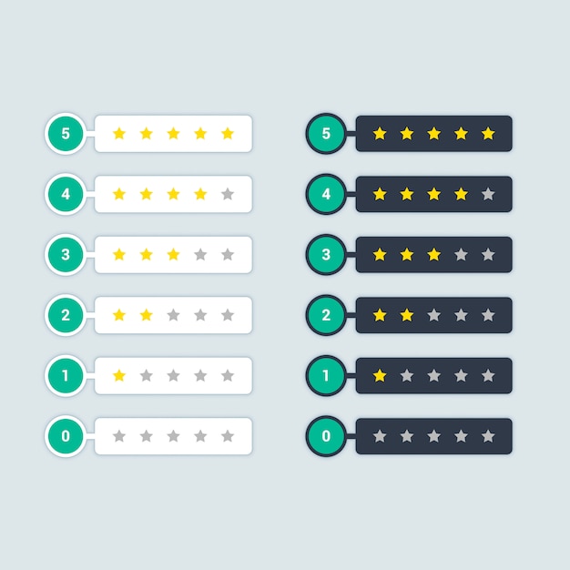 Vettore gratuito simbolo di valutazione a stelle per il tema chiaro e scuro