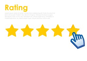Star rating with cursor on website. feedback for user online.