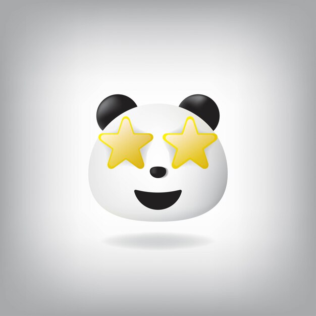 かわいいパンダの平らな顔文字コレクション 無料のベクター