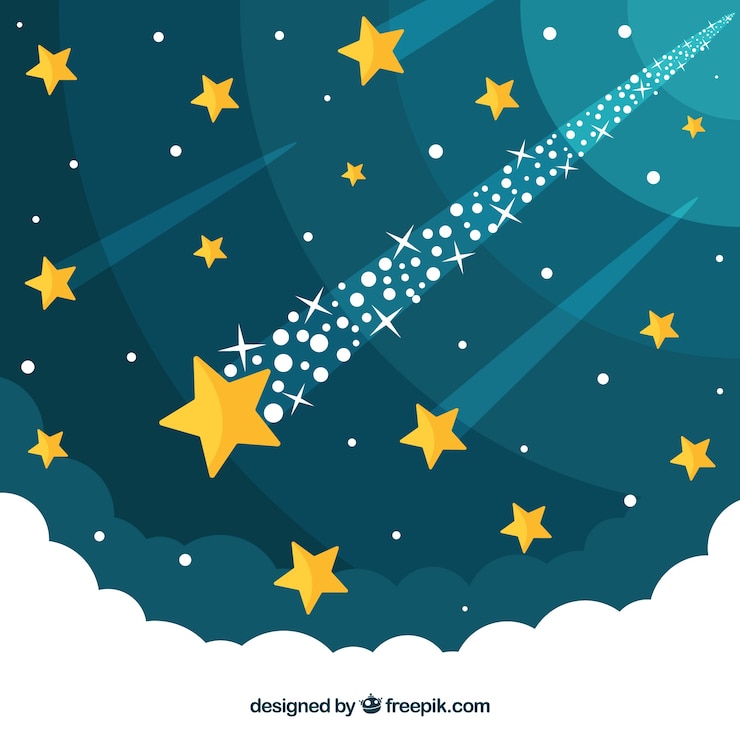 Free Vector star trail background with clouds on bottom