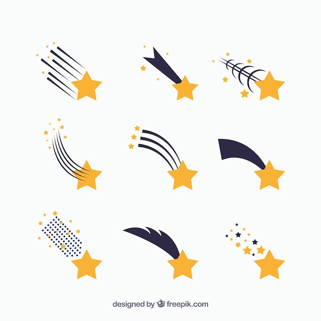 Free vector star trail set of nine