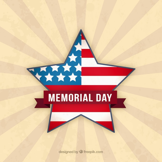 Free vector star with usa flag for mermorial day