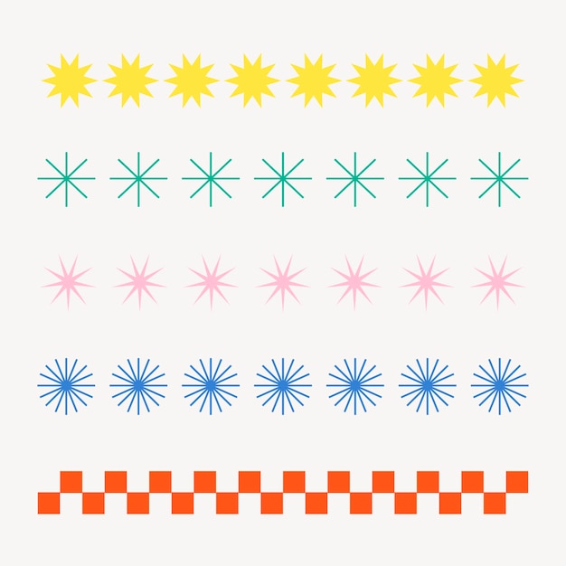 Free vector starburst illustration brush vector seamless pattern set