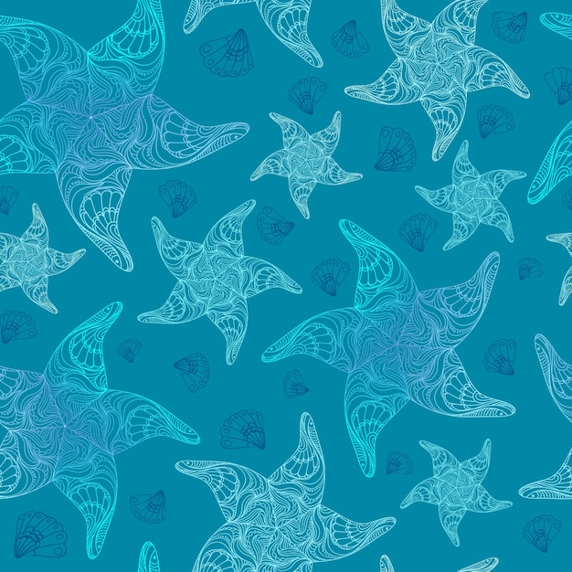 Free vector starfishes and shells background