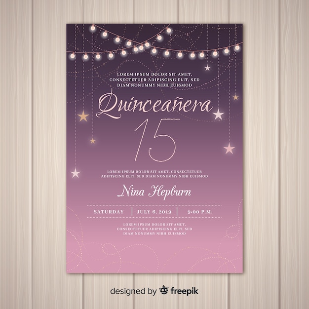 Free vector starry quinceañera  party invitation