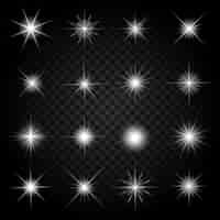 Free vector stars bursts with sparkles and glowing light effects.  bright set, burst firework twinkle,