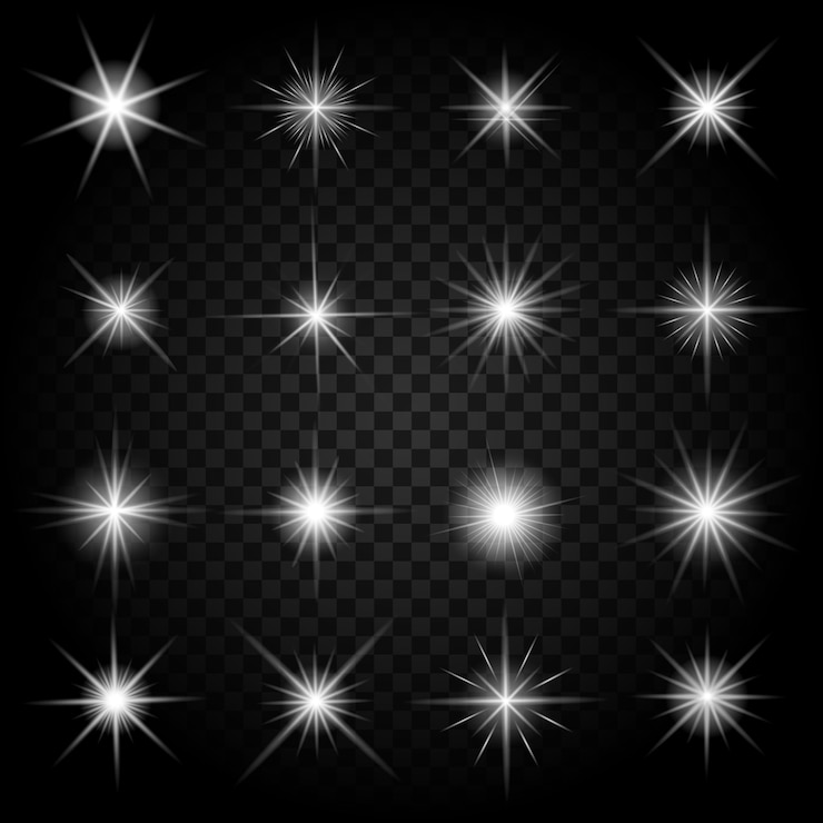 Free Vector stars bursts with sparkles and glowing light effects.  bright set, burst firework twinkle, 