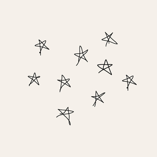 Free vector stars ink doodle element, minimal hand drawn vector illustration