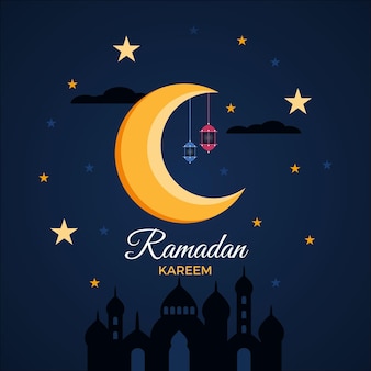 Design piatto stelle e luna eid mubarak