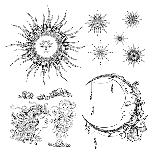 Matching Sun Moon And Star Temporary Tattoo  Set of 3x3  Tatteco