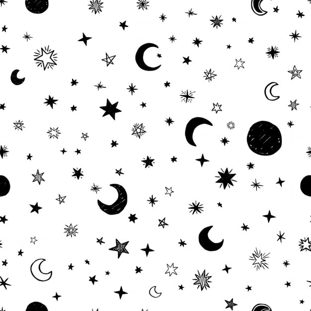 Stars and moons on a white background