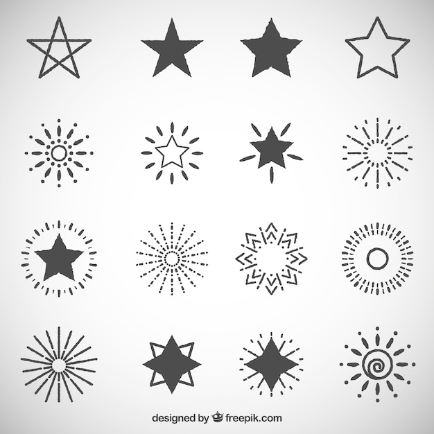 Free Vector stars and sunburst ornaments pack