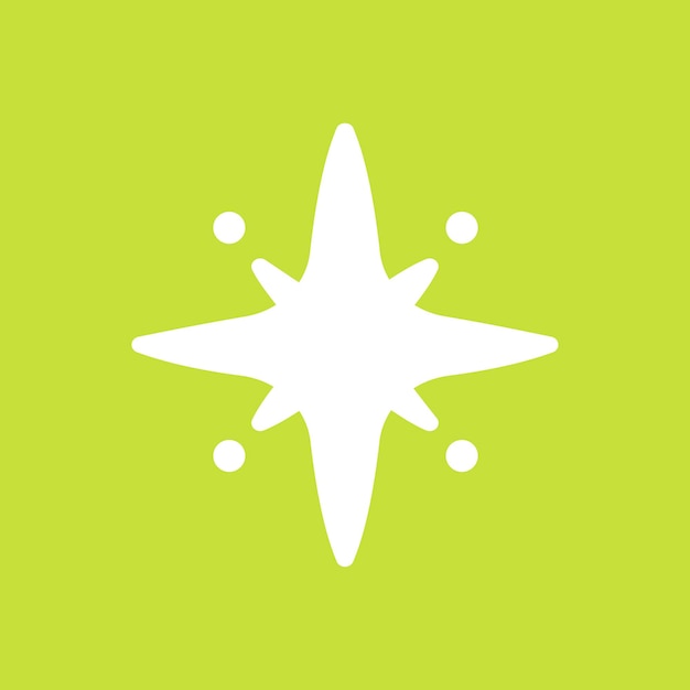 Stars vector sparkling icon in simple style on green background