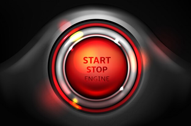 自動車のエンジン点火ボタンのイラストを開始および停止します。