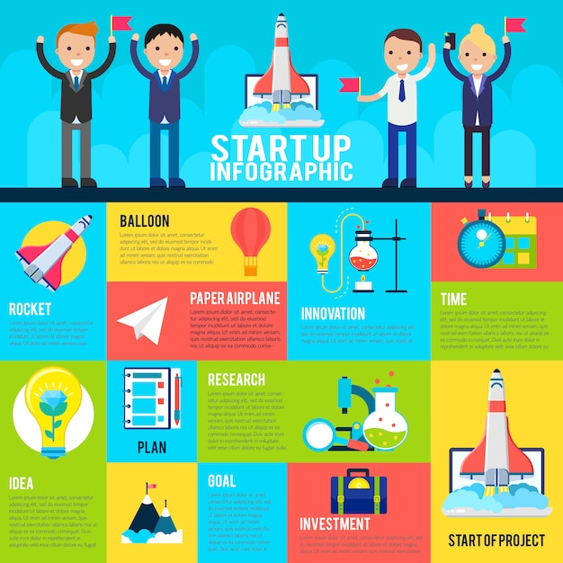 Start up flat infographics – Free Vector Templates