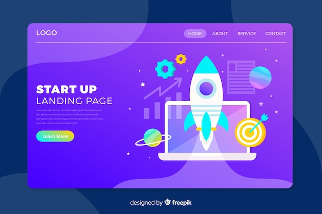 Free vector start up landing page template