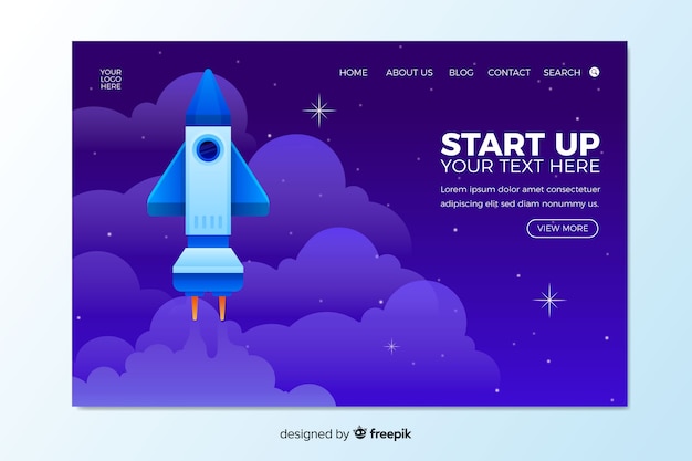 Free vector start up landing page template