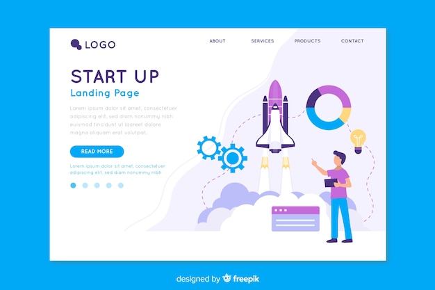 Start up landing page with information