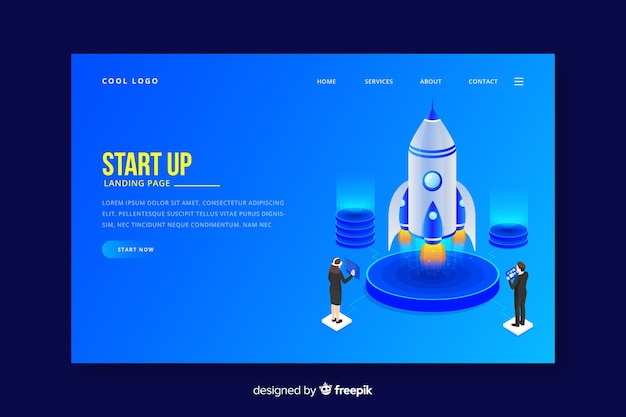 Free vector start-up professional landing page