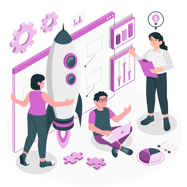 Starting a business project concept illustration
