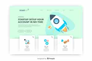 Free vector startup account in no-time landing page